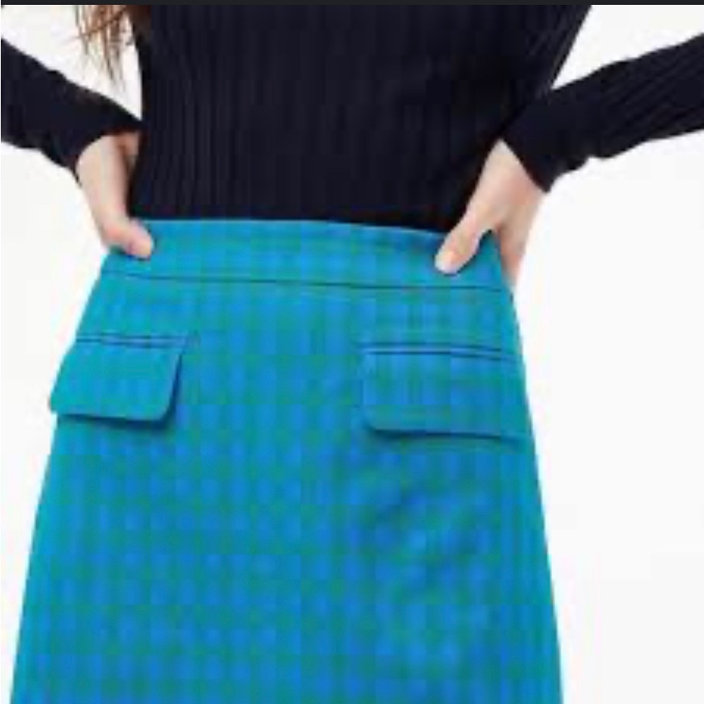 J. Crew Teal and Blue Mini Skirt